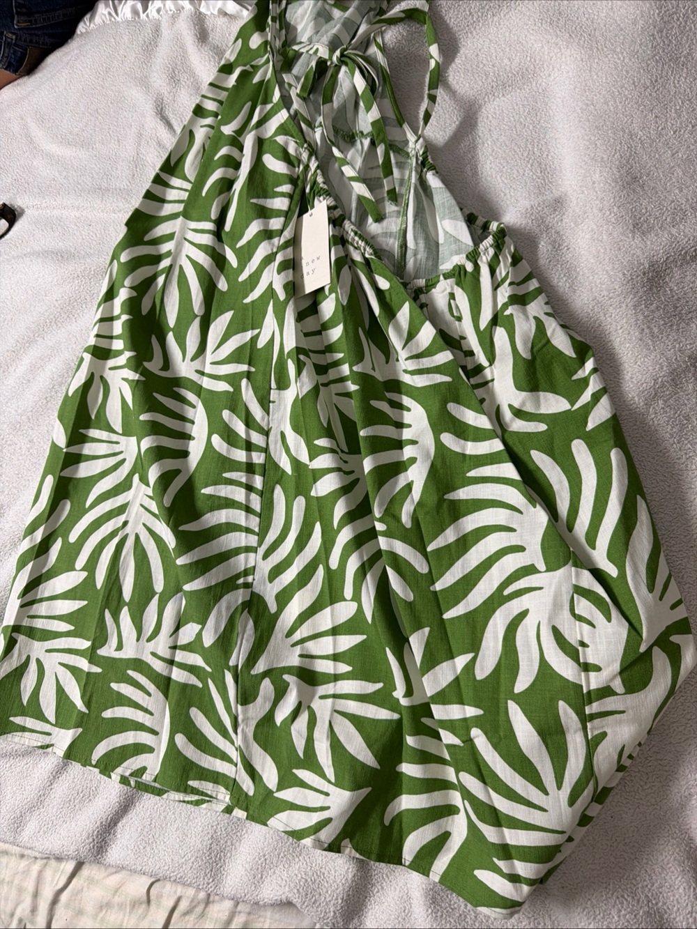 A new day NWT XX L Green and White Leaf Print Slip Dress - Picture 5 of 12